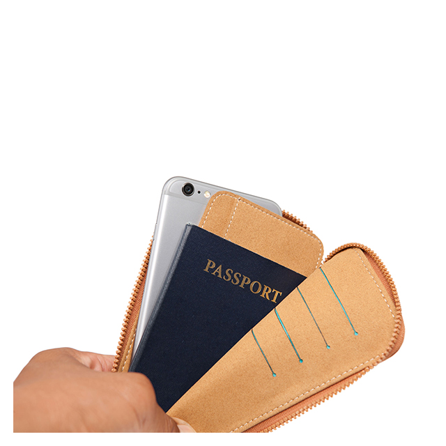 【iPhone6 Plus ケース】Leather Zip Wallet (Tan)サブ画像