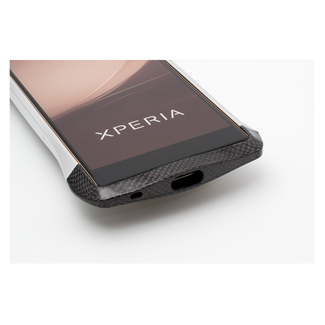 【XPERIA Z4 ケース】CLEAVE Carbon＆Aluminum Bumper “Hybrid” Silverサブ画像