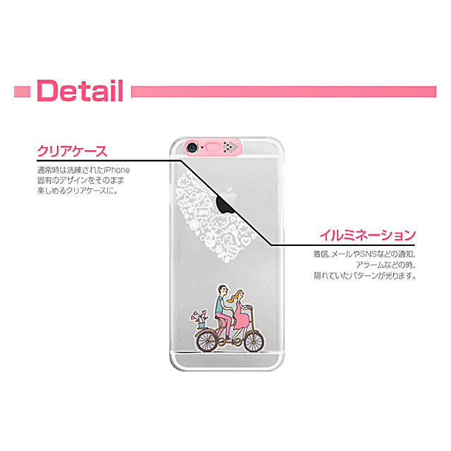 【iPhone6s Plus/6 Plus ケース】Clear Art イルミネーションケース (ピンク/ハートバイク)サブ画像
