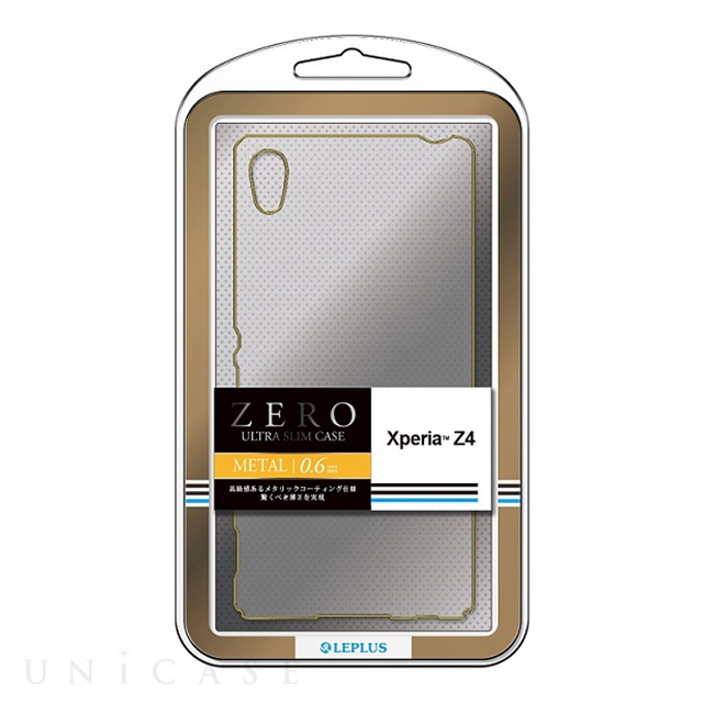 【XPERIA Z4 ケース】超極薄ハードケース「ZERO METAL」 クリア＆ゴールド