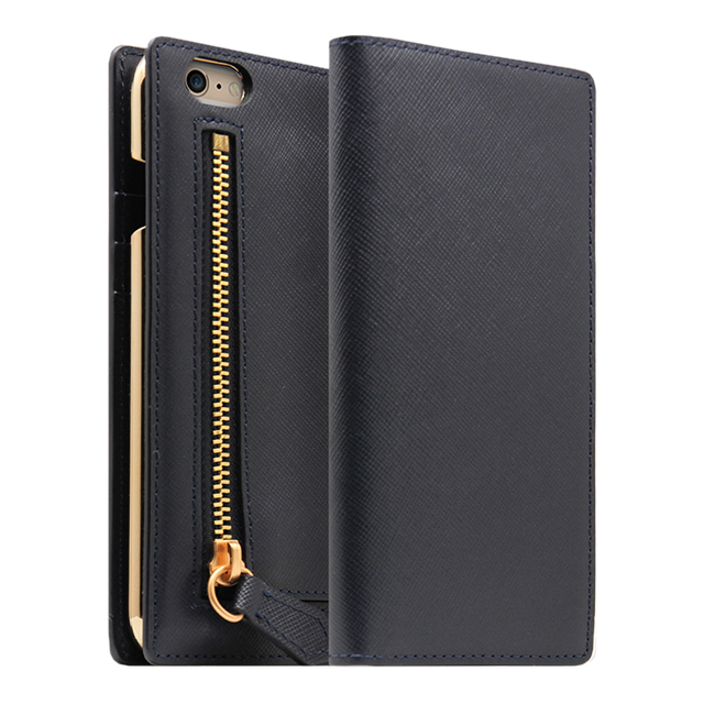【iPhone6s/6 ケース】Saffiano Zipper Case (ネイビー)goods_nameサブ画像