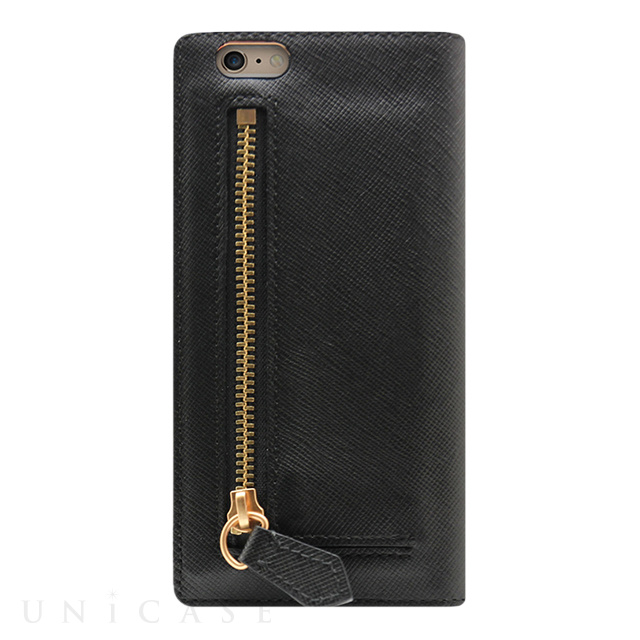 【iPhone6s/6 ケース】Saffiano Zipper Case (ブラック)