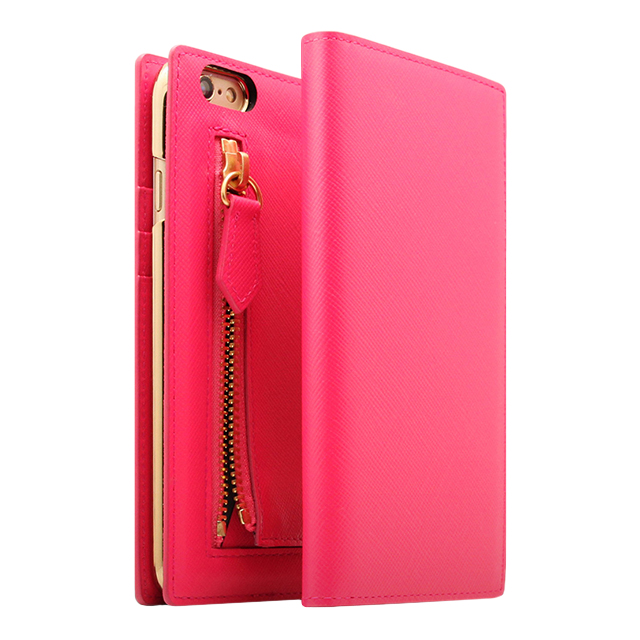 【iPhone6s Plus/6 Plus ケース】Saffiano Zipper Case (ホットピンク)サブ画像