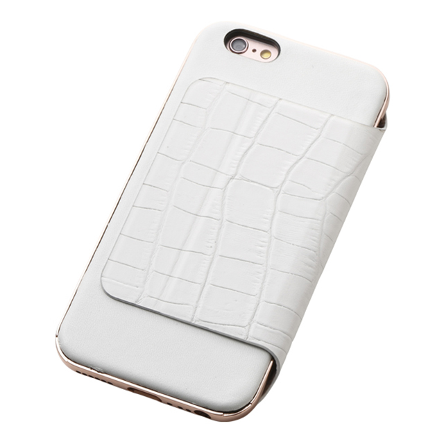 【iPhone6s Plus/6 Plus ケース】Hybrid Case UNIO Leather (クロコ型押ホワイト+ローズゴールド)サブ画像
