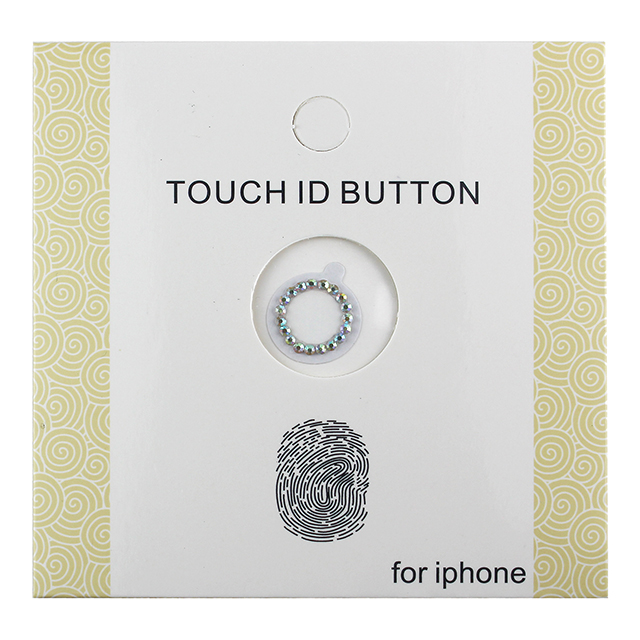 指紋認証対応Touch ID用ホームボタン保護シール キラキラ ラインストーンつき(オーロラ/ホワイト)サブ画像