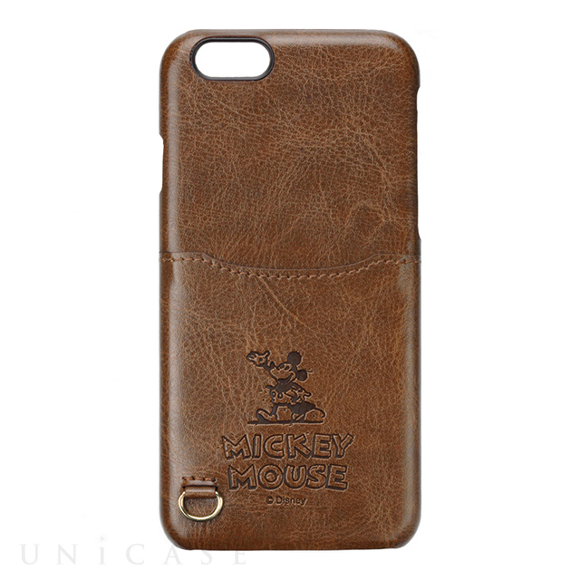 【iPhone6s/6 ケース】PUレザーケース ポケット付き (ミッキーマウス)