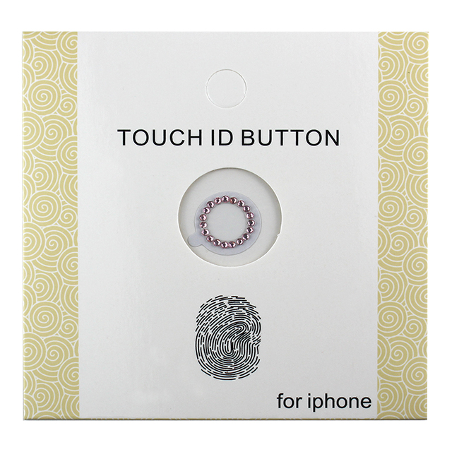 指紋認証対応Touch ID用ホームボタン保護シール キラキラ ラインストーンつき(ライトピンク/ホワイト)