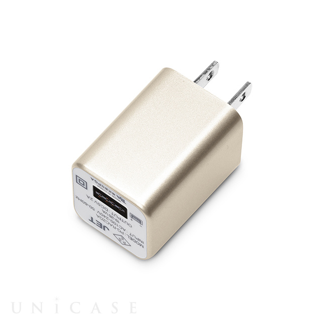 USB電源アダプタ リバーシブルUSBポート 2A (ゴールド)