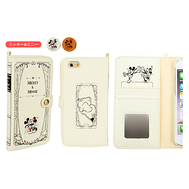 【iPhone6s/6 ケース】ディズニーキャラクター/Old Book Case (ミッキー＆ミニー/オフホワイト)goods_nameサブ画像