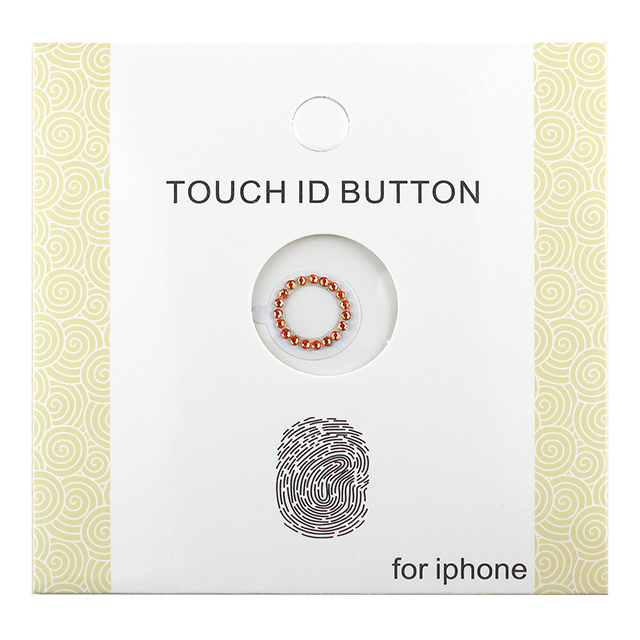 指紋認証対応Touch ID用ホームボタン保護シール キラキラ ラインストーンつき(オレンジ/ホワイト)サブ画像
