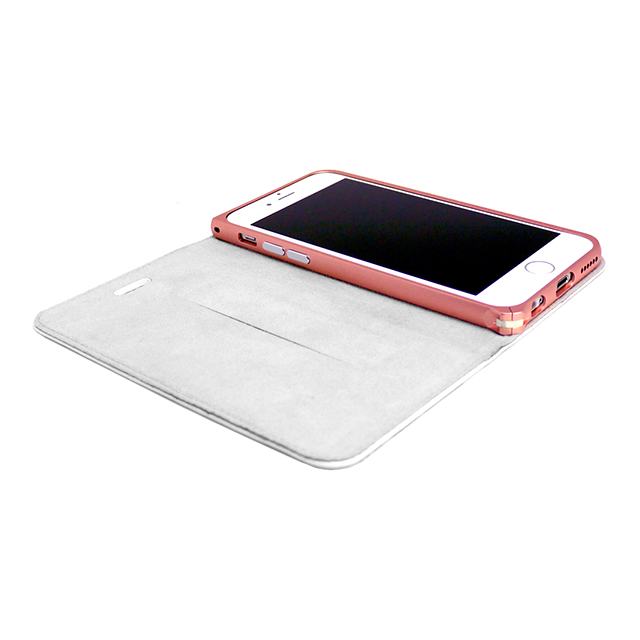 【iPhone6s/6 ケース】Cuoio オイルレザーケース (白×ローズゴールド)