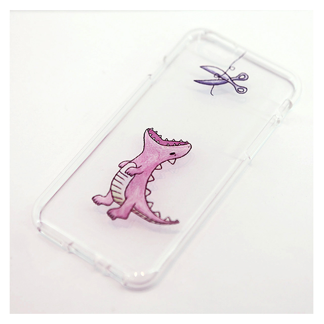 【iPhone6s/6 ケース】ソフトクリアケース ファンタジー (はらぺこザウルス/ピンク)