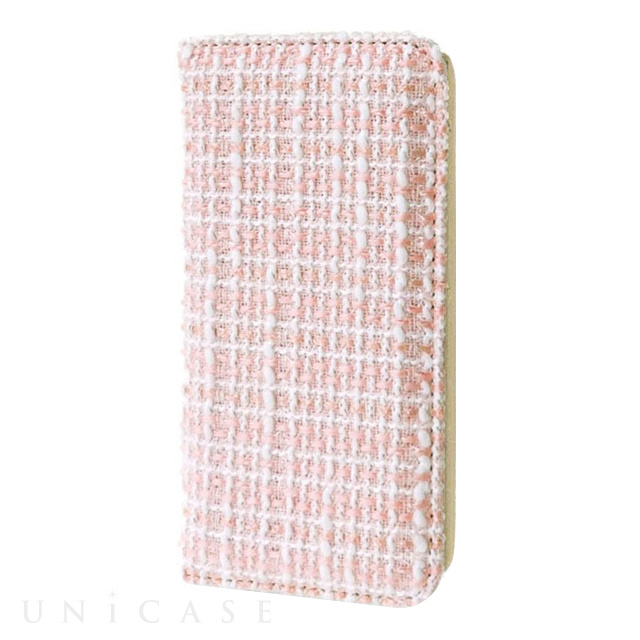 【iPhone6s/6 ケース】シンプルツイードブックケース (ピンク)