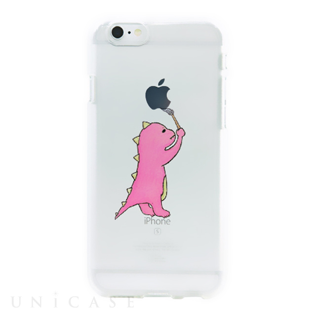 【iPhone6s/6 ケース】ソフトクリアケース (お絵かきザウルス/ピンク)
