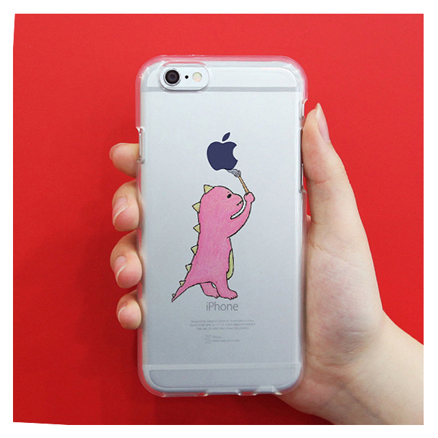 【iPhone6s/6 ケース】ソフトクリアケース (お絵かきザウルス/ピンク)サブ画像