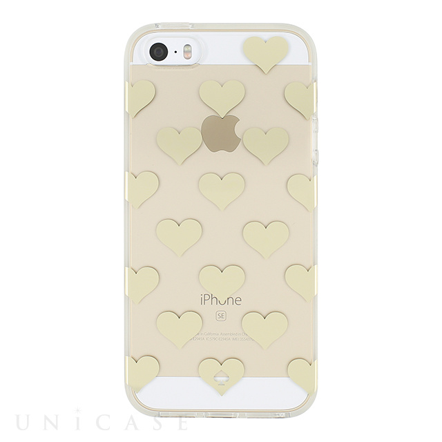 【iPhoneSE(第1世代)/5s/5 ケース】Hardshell Clear Case (Hearts Gold Foil/Clear)