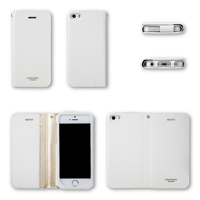 【iPhoneSE(第1世代)/5s/5 ケース】Flap Leather Case ”Colo” (White)goods_nameサブ画像
