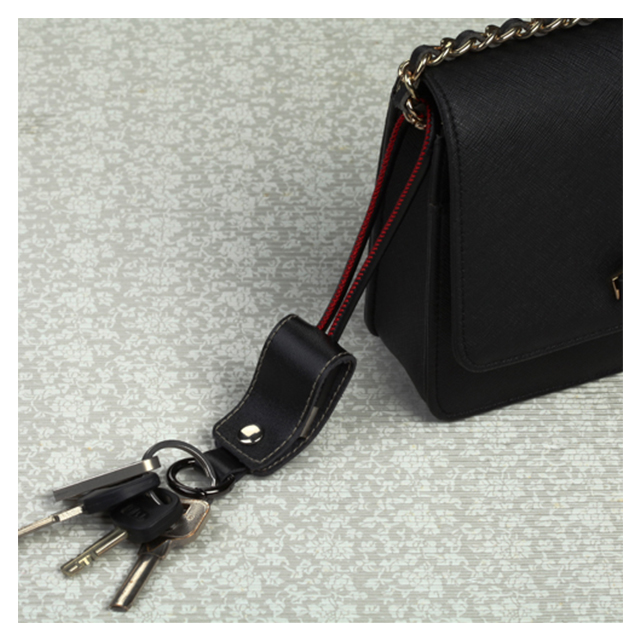 Leather MicroUSB Data Cable with Key Chain (Black)サブ画像
