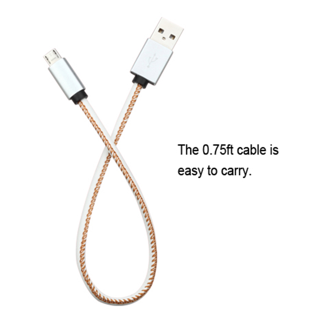 Leather MicroUSB Data Cable with Key Chain (White)サブ画像