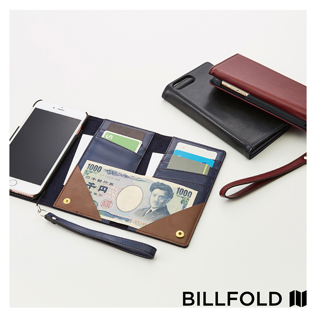 【iPhone8 Plus/7 Plus ケース】Billfold フリップノートカードケース (ブラック)サブ画像