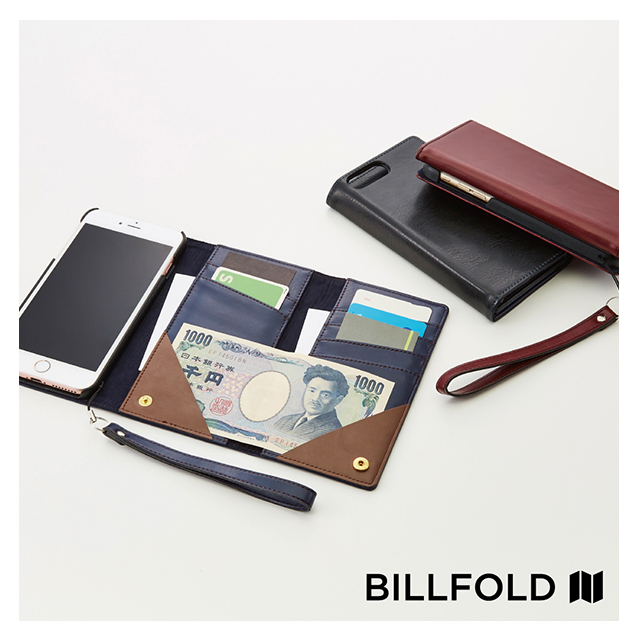 【iPhone8 Plus/7 Plus ケース】Billfold フリップノートカードケース (ワインレッド)サブ画像