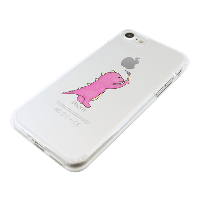 【iPhone7 ケース】ソフトクリアケース (お絵かきザウルス/ピンク)サブ画像