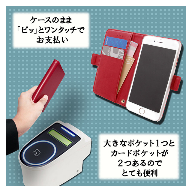 【iPhone8/7 ケース】gufo 手帳型ケース サイドマグネット (レッド)サブ画像