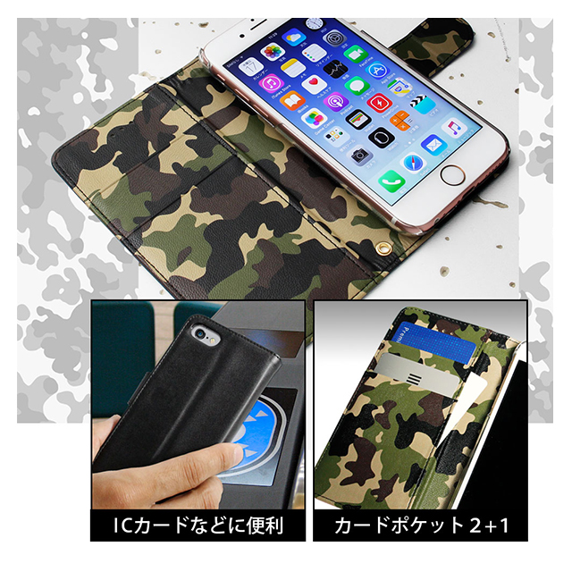 【iPhone8/7 ケース】kuboq 手帳型ケース 裏地迷彩 (ブラック)サブ画像