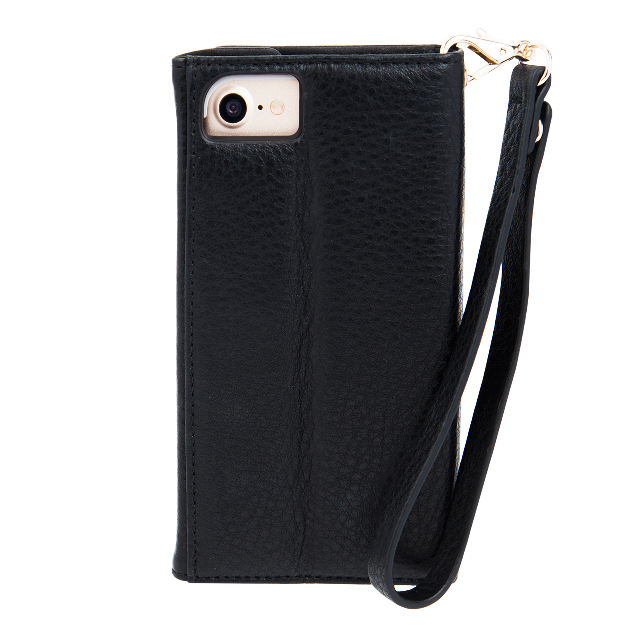 【iPhoneSE(第3/2世代)/8/7/6s/6 ケース】Leather Folio Wristlet Case (Black)サブ画像