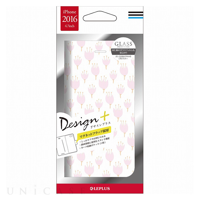 【iPhoneSE(第3/2世代)/8/7 ケース】薄型デザインPUレザーケース「Design+」 Flower ピンク03