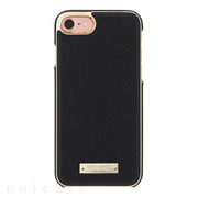 【iPhoneSE(第2世代)/8/7 ケース】Wrap Case (Saffiano Black/Gold Logo Plate)