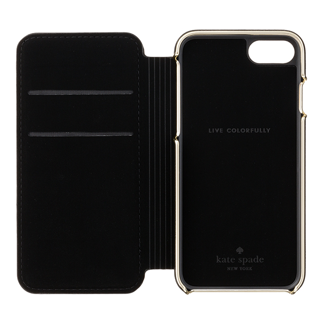 【iPhoneSE(第2世代)/8/7 ケース】Folio Case (Saffiano Black/Gold Logo Plate)サブ画像