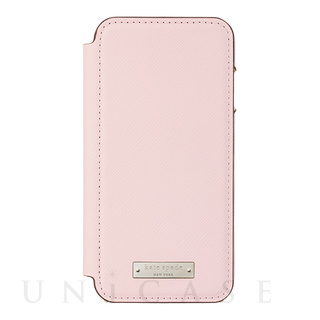 【iPhoneSE(第2世代)/8/7 ケース】Folio Case (Saffiano Rose Quartz/Gold Logo Plate)