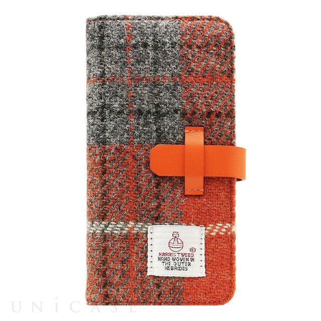 【iPhoneSE(第3/2世代)/8/7 ケース】Harris Tweed Diary (オレンジ×グレー)