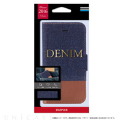 【iPhone8 Plus/7 Plus ケース】ブックタイプファブリックデザインケース「DENIM」 (インディゴ/ブラウン)