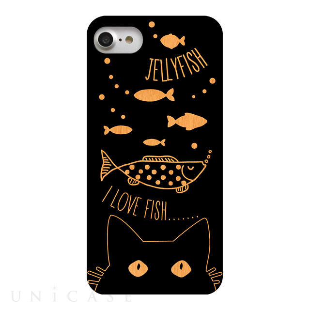 【iPhone8/7 ケース】木彫りケース (Cats like fish)