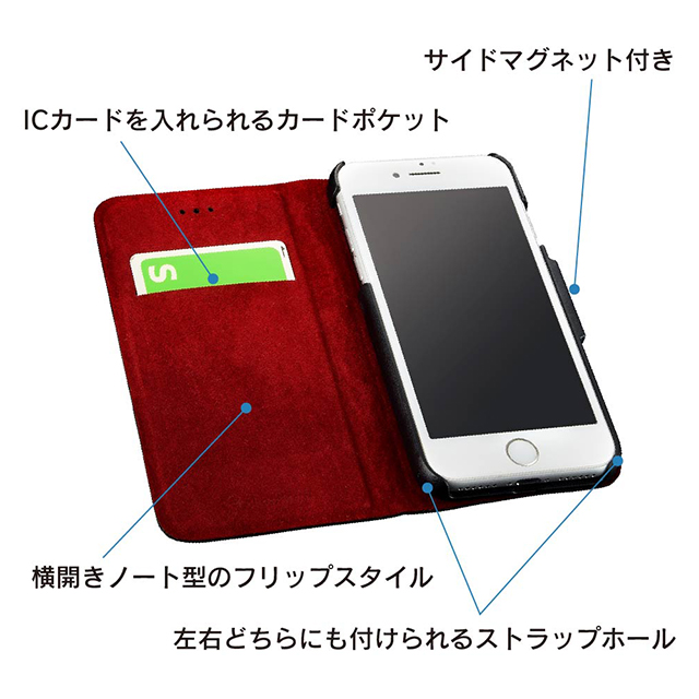 【iPhoneSE(第3/2世代)/8/7/6s/6 ケース】FlipNote Pocket + マグネット付 (ブラック)サブ画像