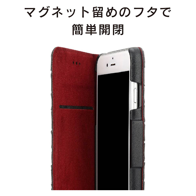 【iPhoneSE(第3/2世代)/8/7/6s/6 ケース】FlipNote Pocket + マグネット付 (テクスチャードブラック)サブ画像
