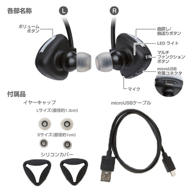 【ワイヤレスイヤホン】wireless headset ANTS active (ブラック)goods_nameサブ画像