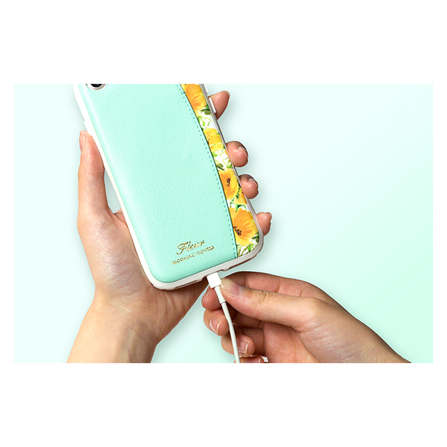 【iPhoneSE(第3/2世代)/8/7 ケース】プロテクターポケットケース ”Fleur” (Mint)サブ画像