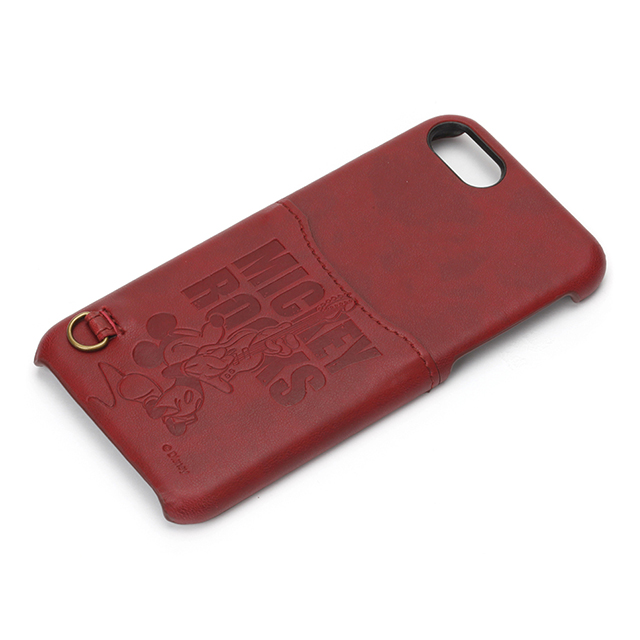 【iPhoneSE(第3/2世代)/8/7 ケース】カードポケット付きハードケース (ミッキーマウス/レッド)サブ画像