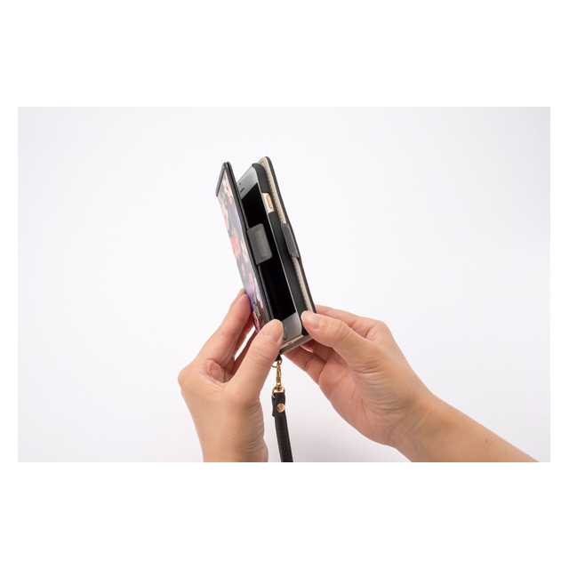 【iPhone8/7 ケース】手帳型ケース・水彩フラワー/デジタルアクセサリー (ブラック)サブ画像