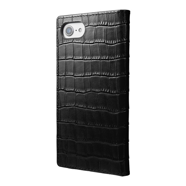 【iPhone8/7 ケース】Croco Patterned Full Leather Case (Black)サブ画像