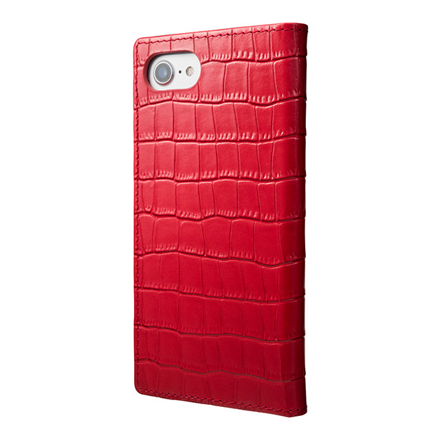 【iPhone8/7 ケース】Croco Patterned Full Leather Case (Red)サブ画像