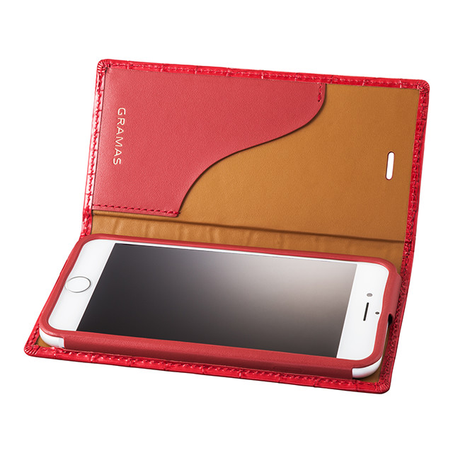【iPhone8/7 ケース】Croco Patterned Full Leather Case (Red)goods_nameサブ画像