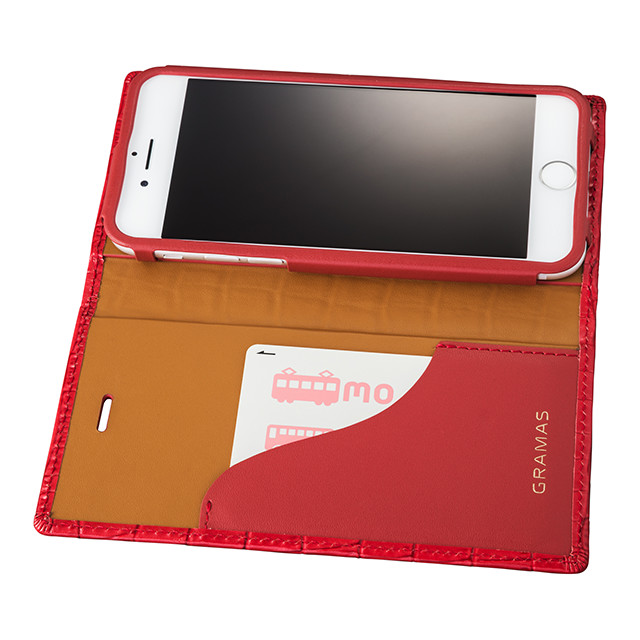 【iPhone8/7 ケース】Croco Patterned Full Leather Case (Red)サブ画像