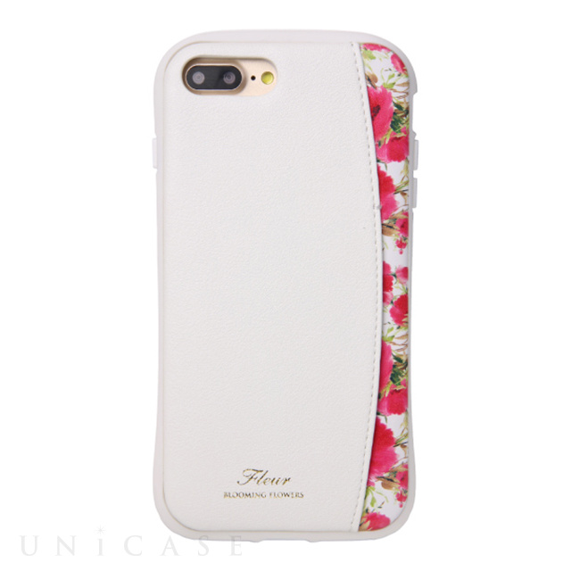 【iPhone8 Plus/7 Plus ケース】プロテクターポケットケース ”Fleur” (White)