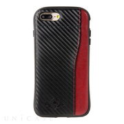 【iPhone8 Plus/7 Plus ケース】プロテクターポケットケース ”FLAMINGO Style-Carbon” (Black × Red)