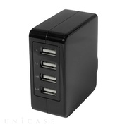 AC USB充電器 USB×4 合計5.1A出力 スイングプラグ (ブラック)