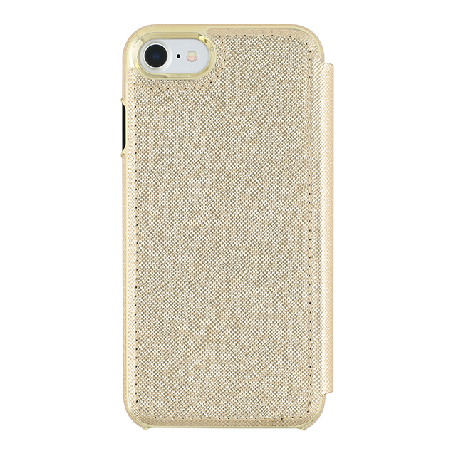 【iPhoneSE(第2世代)/8/7 ケース】Folio Case (Saffiano Gold/Gold Logo Plate) kate